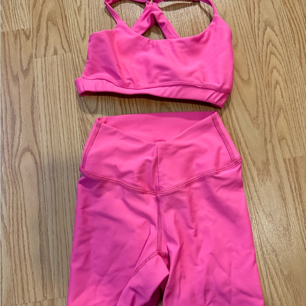 Five Pink Sports Bra and Short Set
